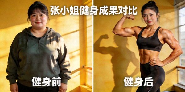 张小姐健身成果对比照片